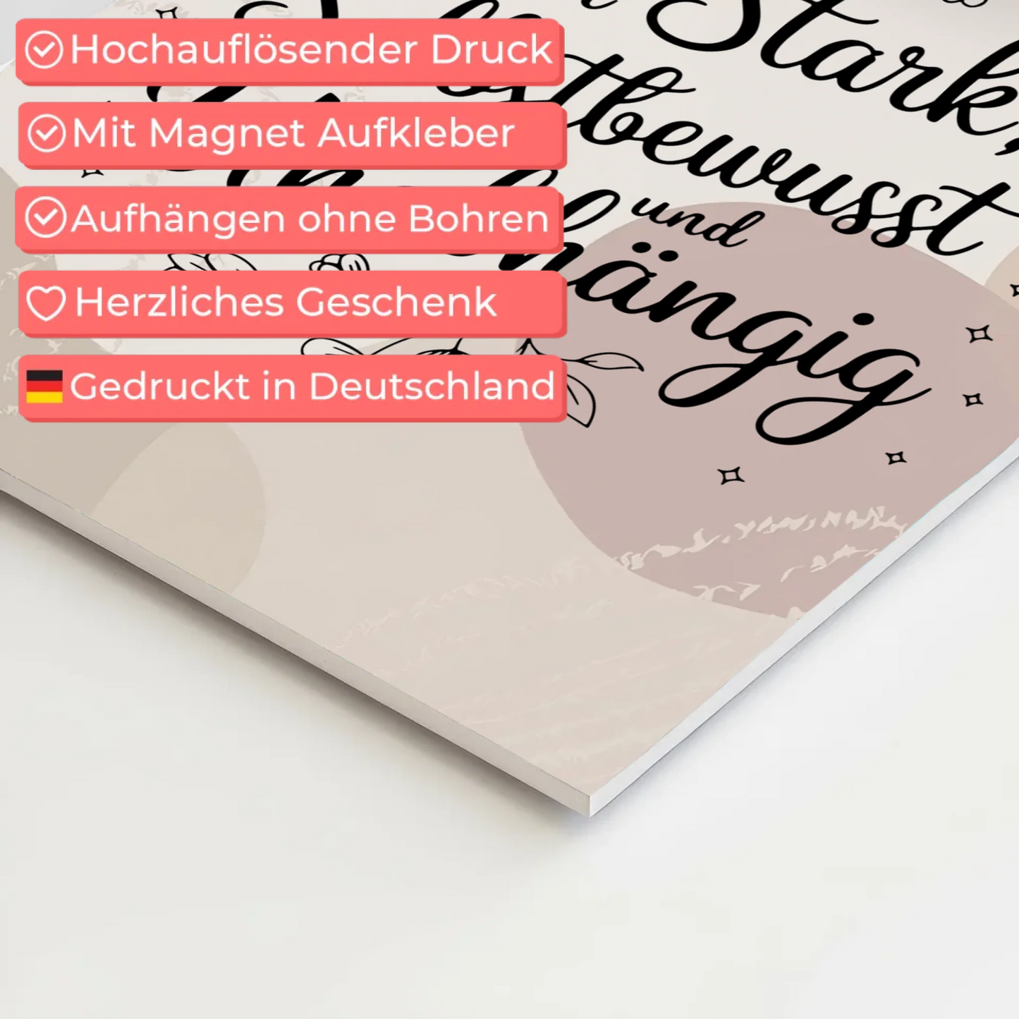 Spruch Affirmation Magnet Wandbild Ich bin stark positiv