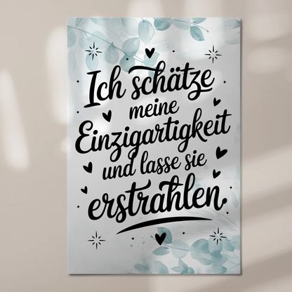Magnetisches Wandbild Spruch Affirmation Einzigartigkeit