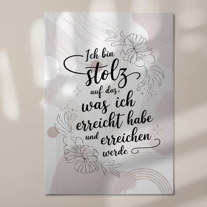 Affirmation Magnet Poster Spruch Ich bin stolz auf mich