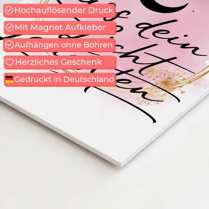 Magnet Poster mit Spruch Affirmation Lass dein Licht leuchten