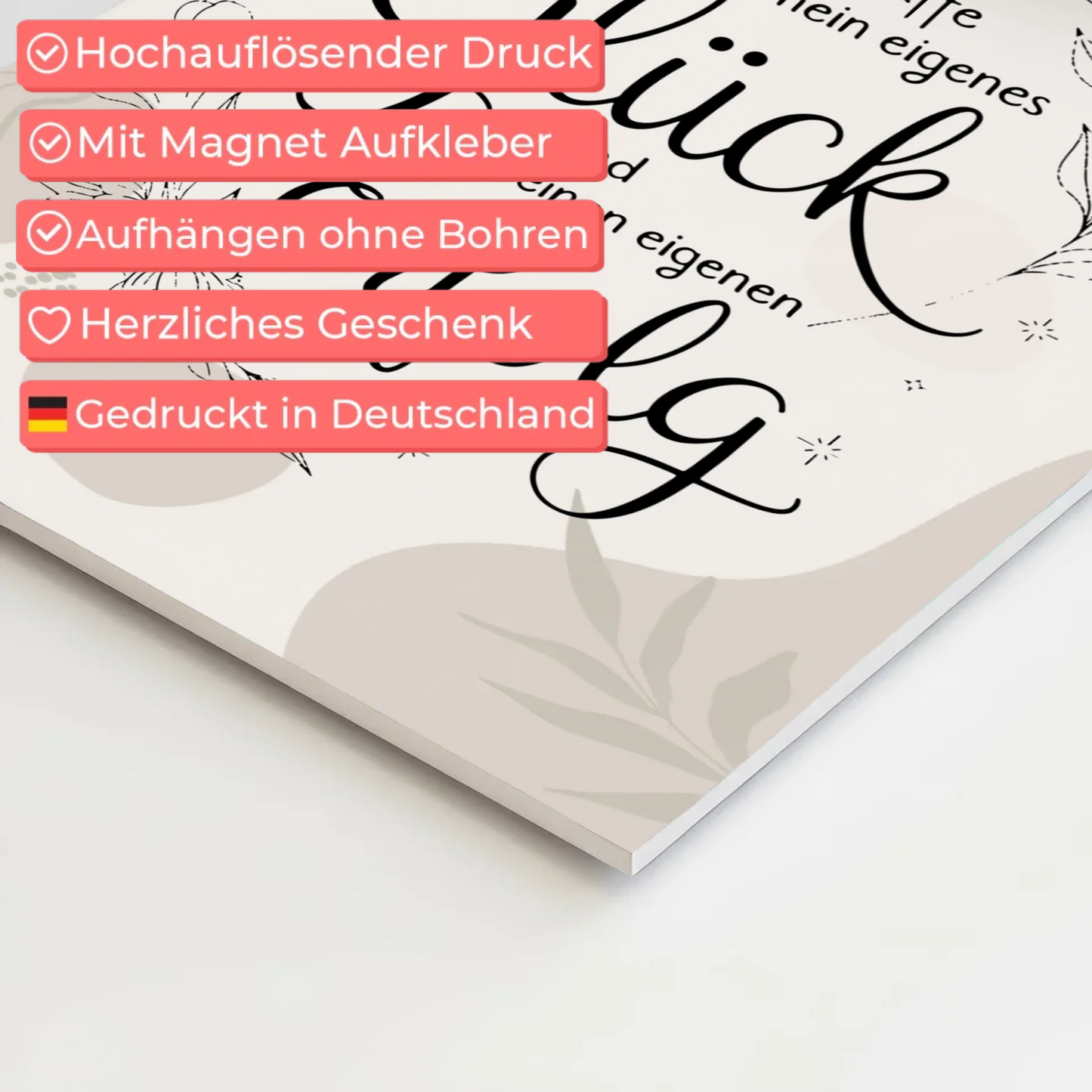 Positives Wandbild Magnet: Ich erschaffe mein Glück