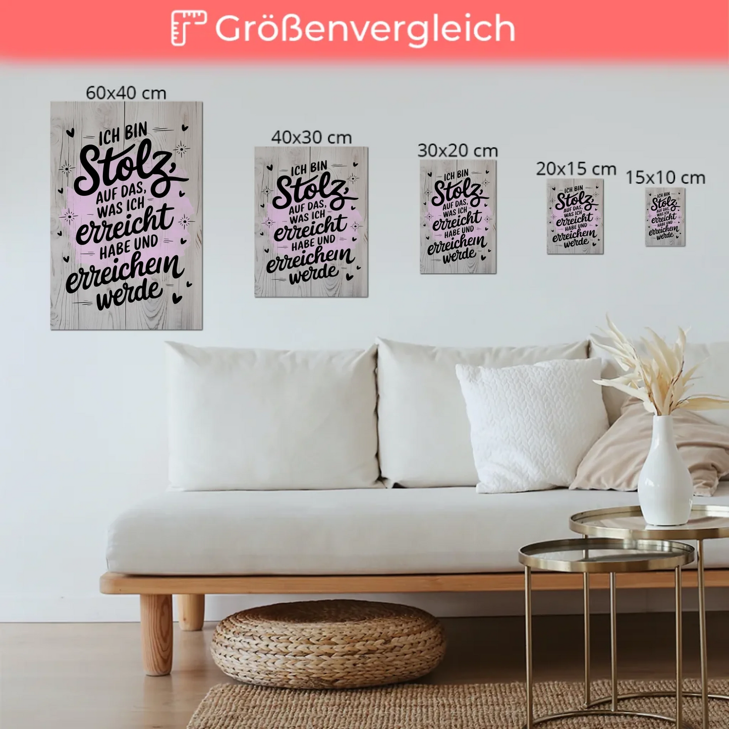 Affirmation Magnet Wandbild Ich bin stolz auf Erfolge