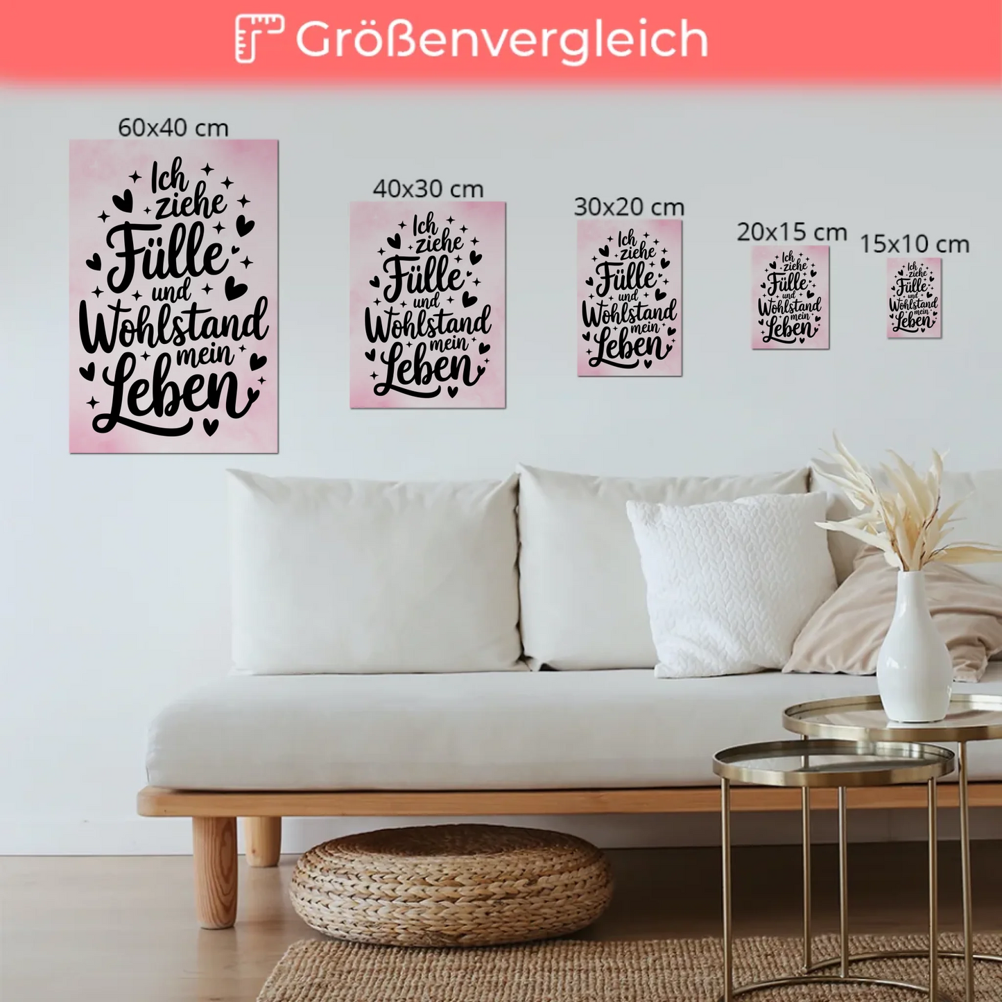 Magnet Poster mit Spruch Affirmation für Fülle und Wohlstand