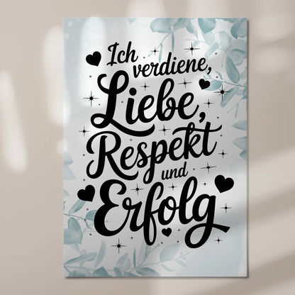 Magnetisches Sprüche Poster Affirmation Liebe Respekt Erfolg