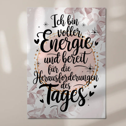 Positives Wandbild Magnet: Ich bin voller Energie Spruch