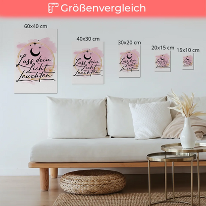 Magnet Poster mit Spruch Affirmation Lass dein Licht leuchten