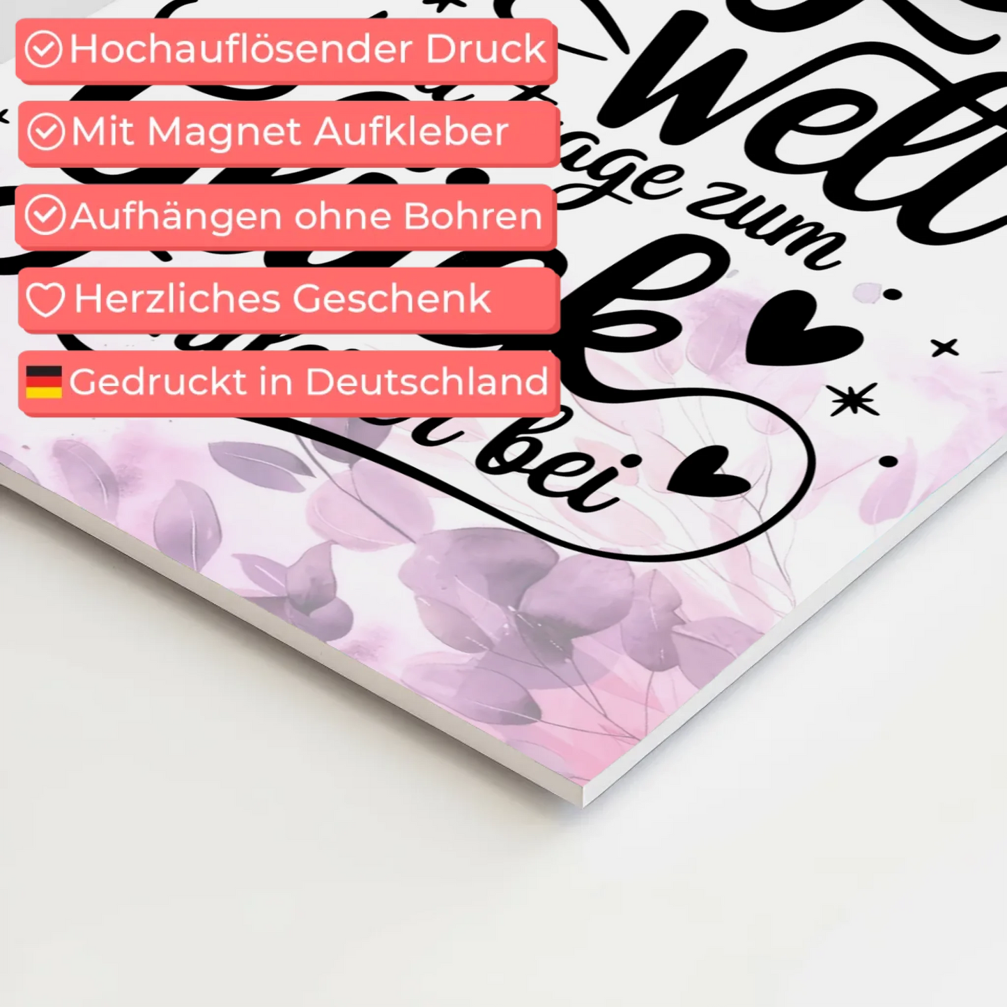 Affirmation Magnet Wandbild: Positiver Spruch für Glück