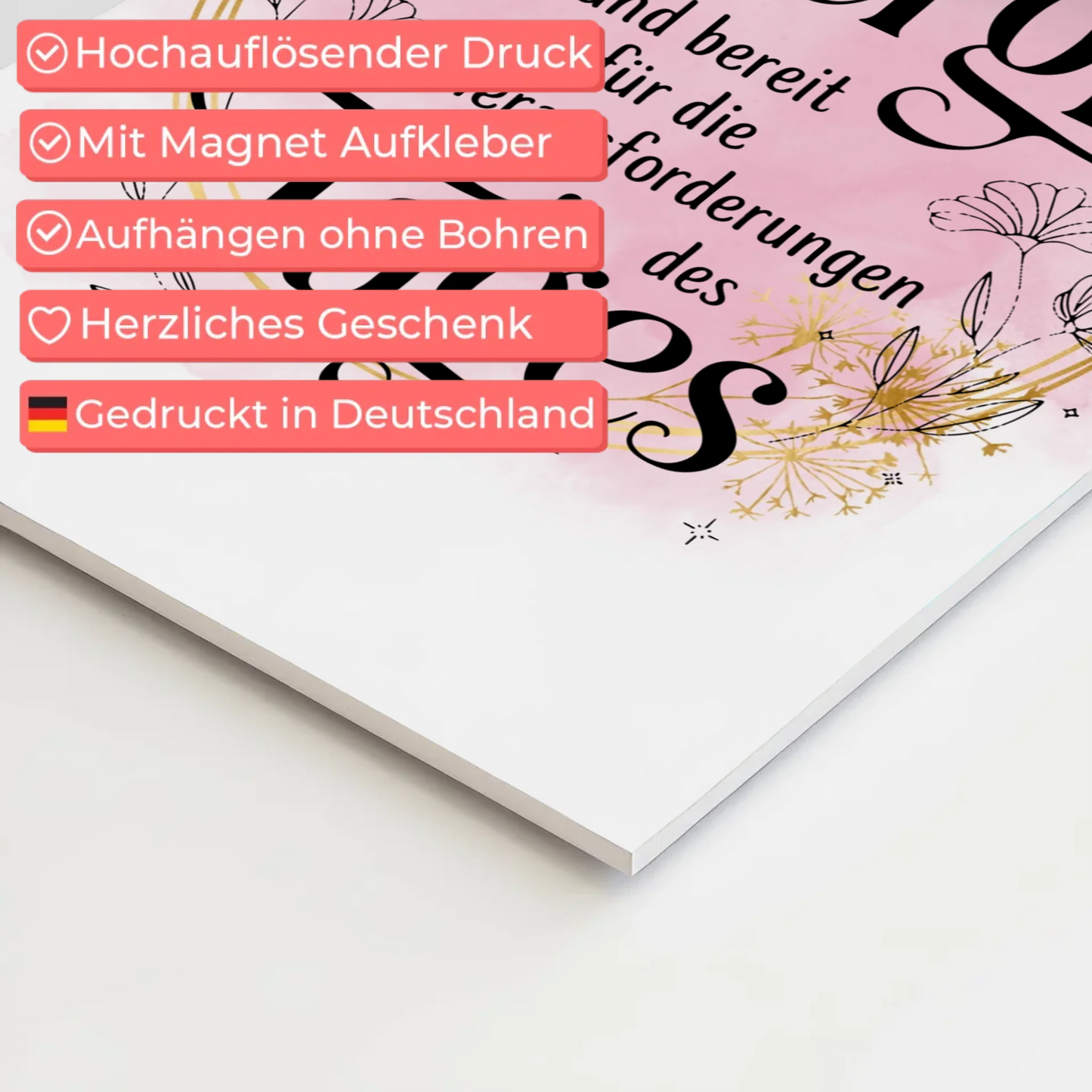 Positives Wandbild Magnet: Ich bin voller Energie Spruch Fotoboard