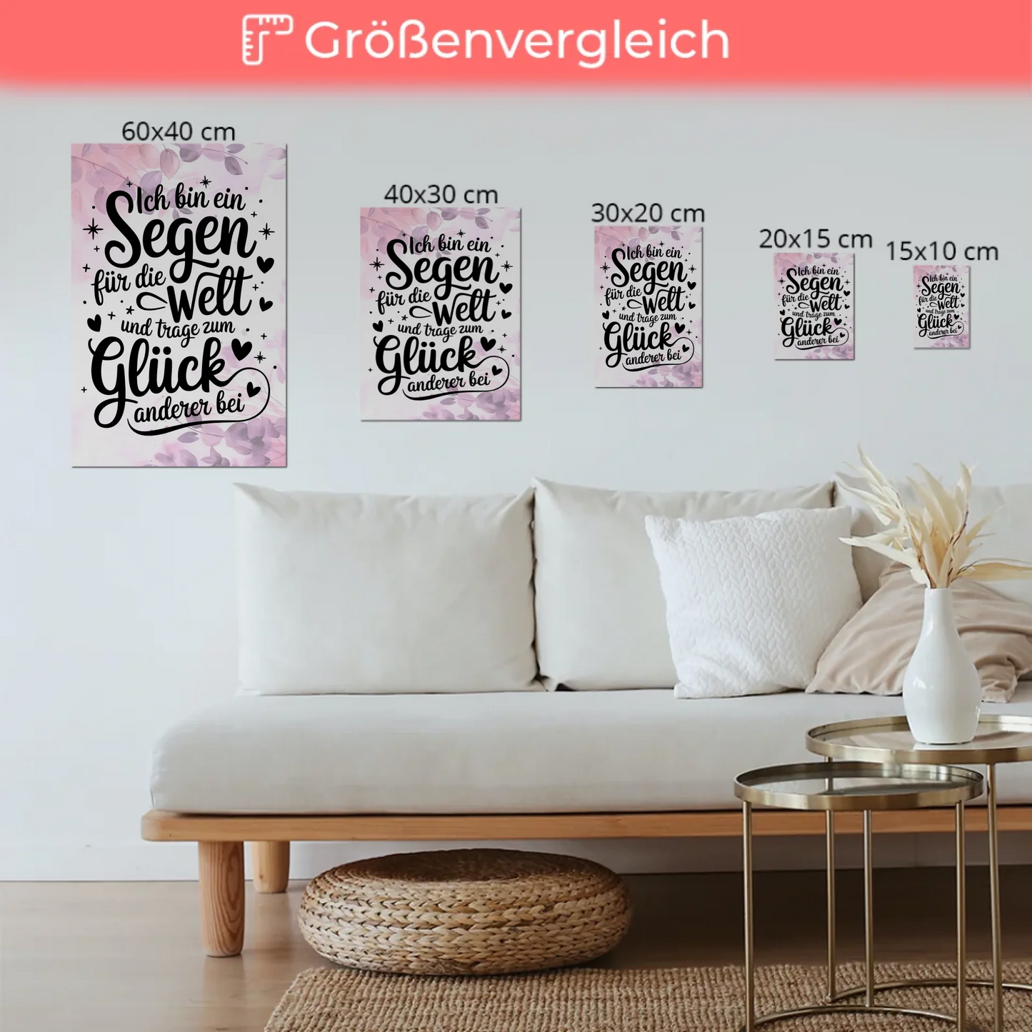 Affirmation Magnet Wandbild: Positiver Spruch für Glück