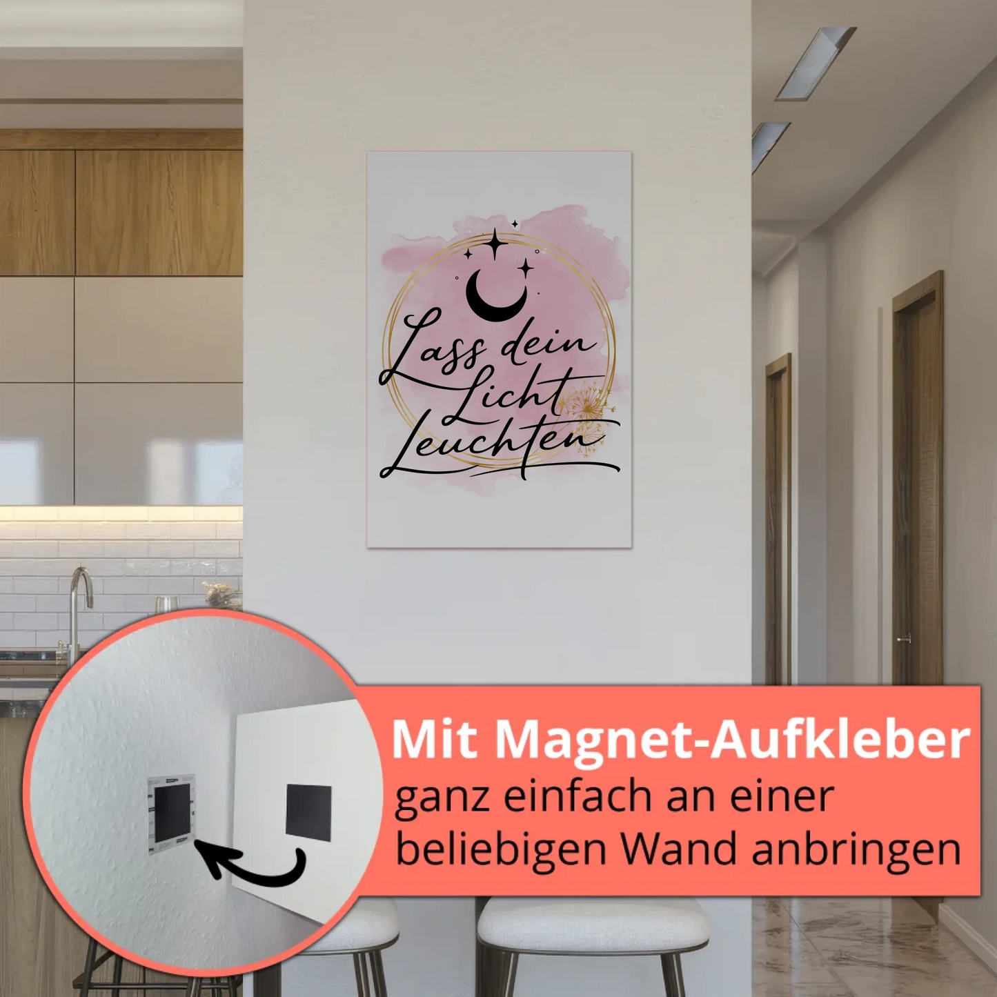 Magnet Poster mit Spruch Affirmation Lass dein Licht leuchten