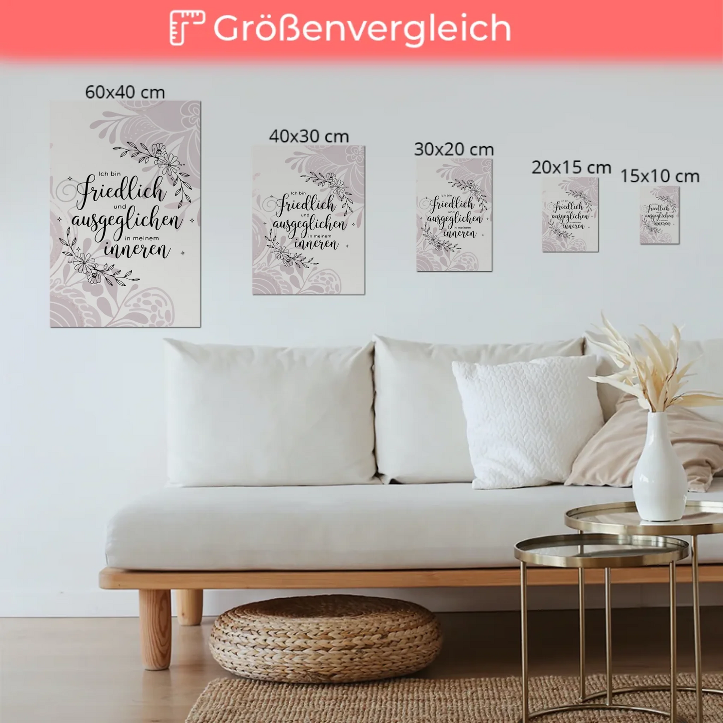 Affirmation Magnet Wandbild Ich bin friedlich und ausgeglichen