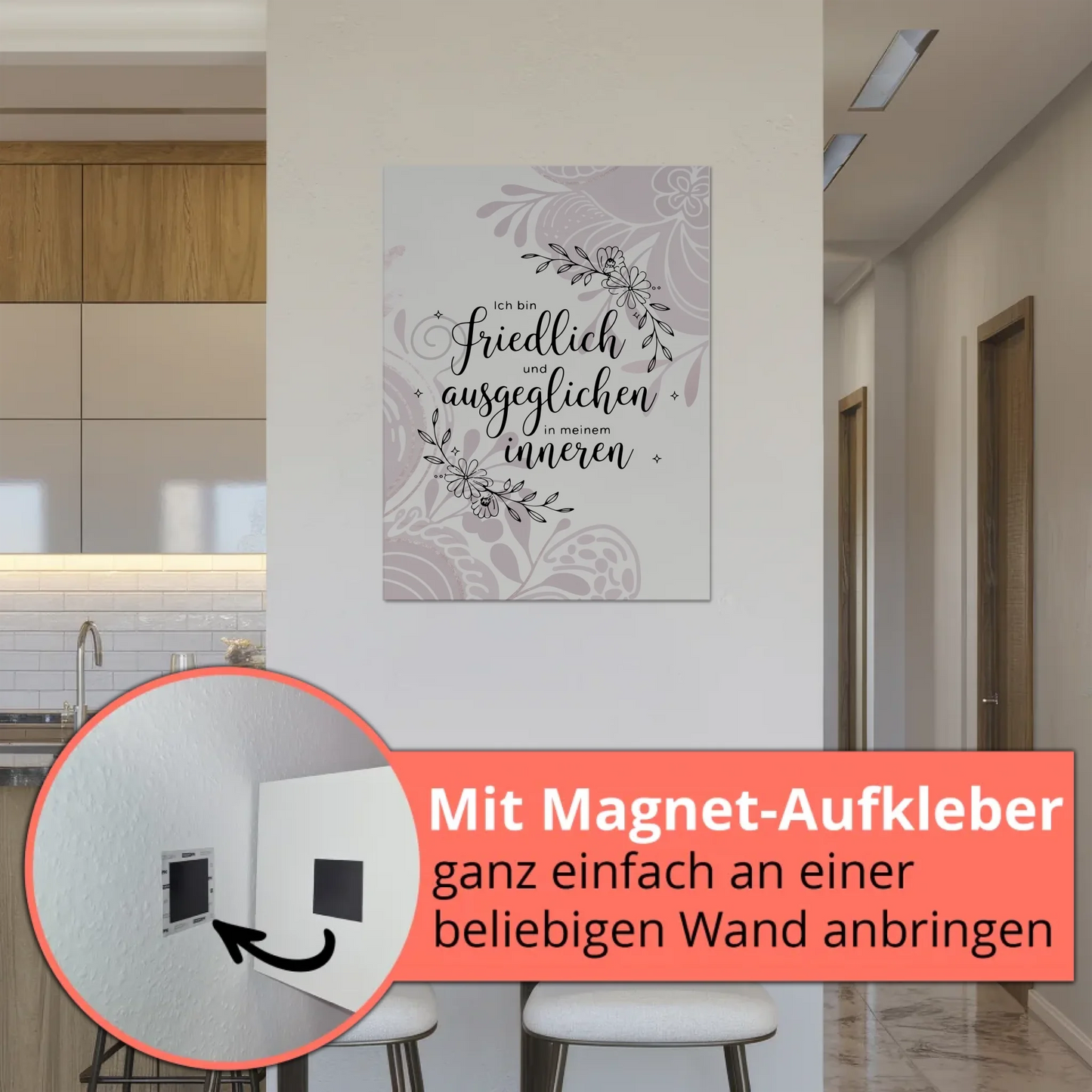 Affirmation Magnet Wandbild Ich bin friedlich und ausgeglichen