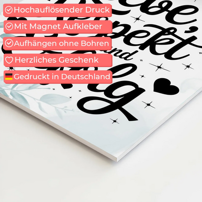 Magnetisches Sprüche Poster Affirmation Liebe Respekt Erfolg