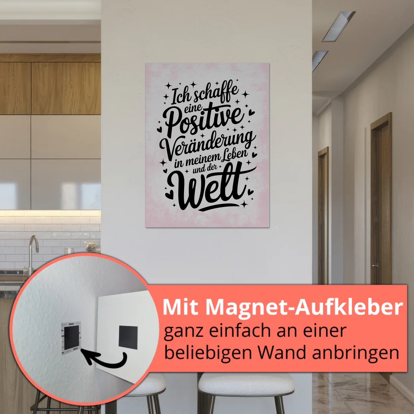 Magnetisches Wandbild Spruch Affirmation Positiv Leben