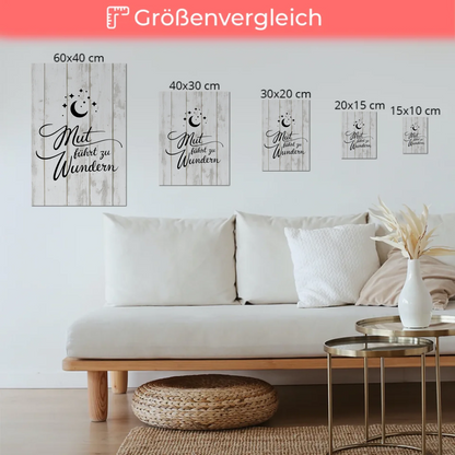Affirmation Magnet Wandbild Mut führt zu Wundern