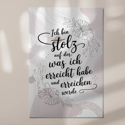 Affirmation Magnet Poster Spruch Ich bin stolz auf mich