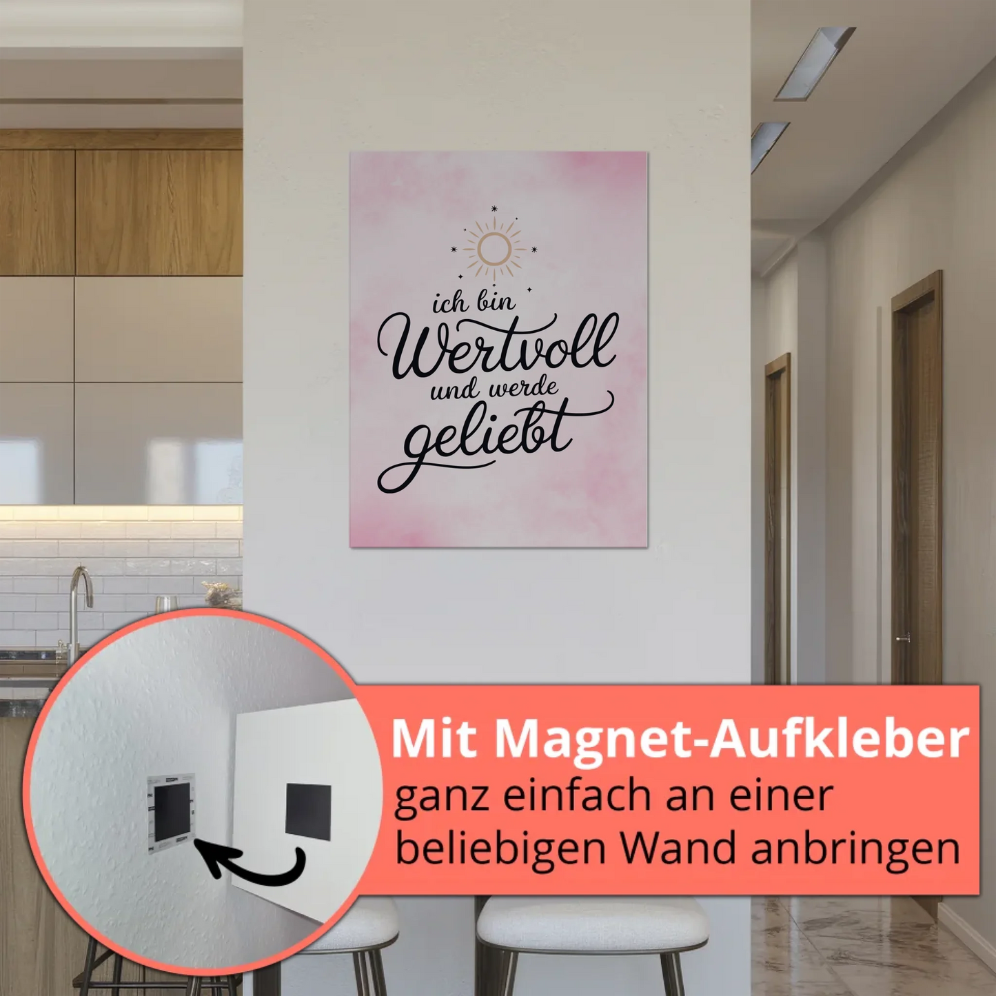 Affirmation Magnet Poster Ich bin wertvoll positiv