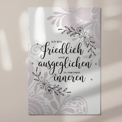 Affirmation Magnet Wandbild Ich bin friedlich und ausgeglichen