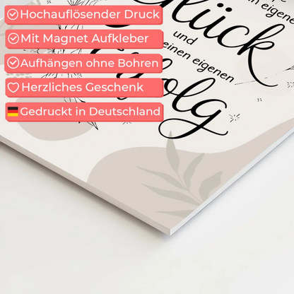 Positives Wandbild Magnet: Ich erschaffe mein Glück