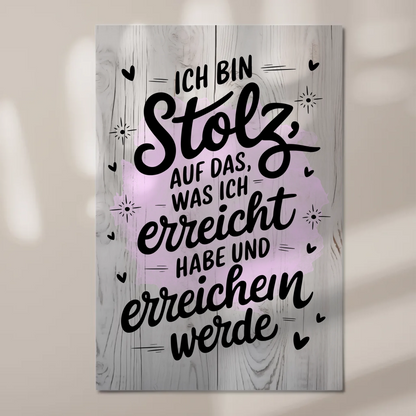 Affirmation Magnet Wandbild Ich bin stolz auf Erfolge