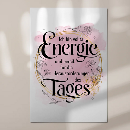 Positives Wandbild Magnet: Ich bin voller Energie Spruch Fotoboard