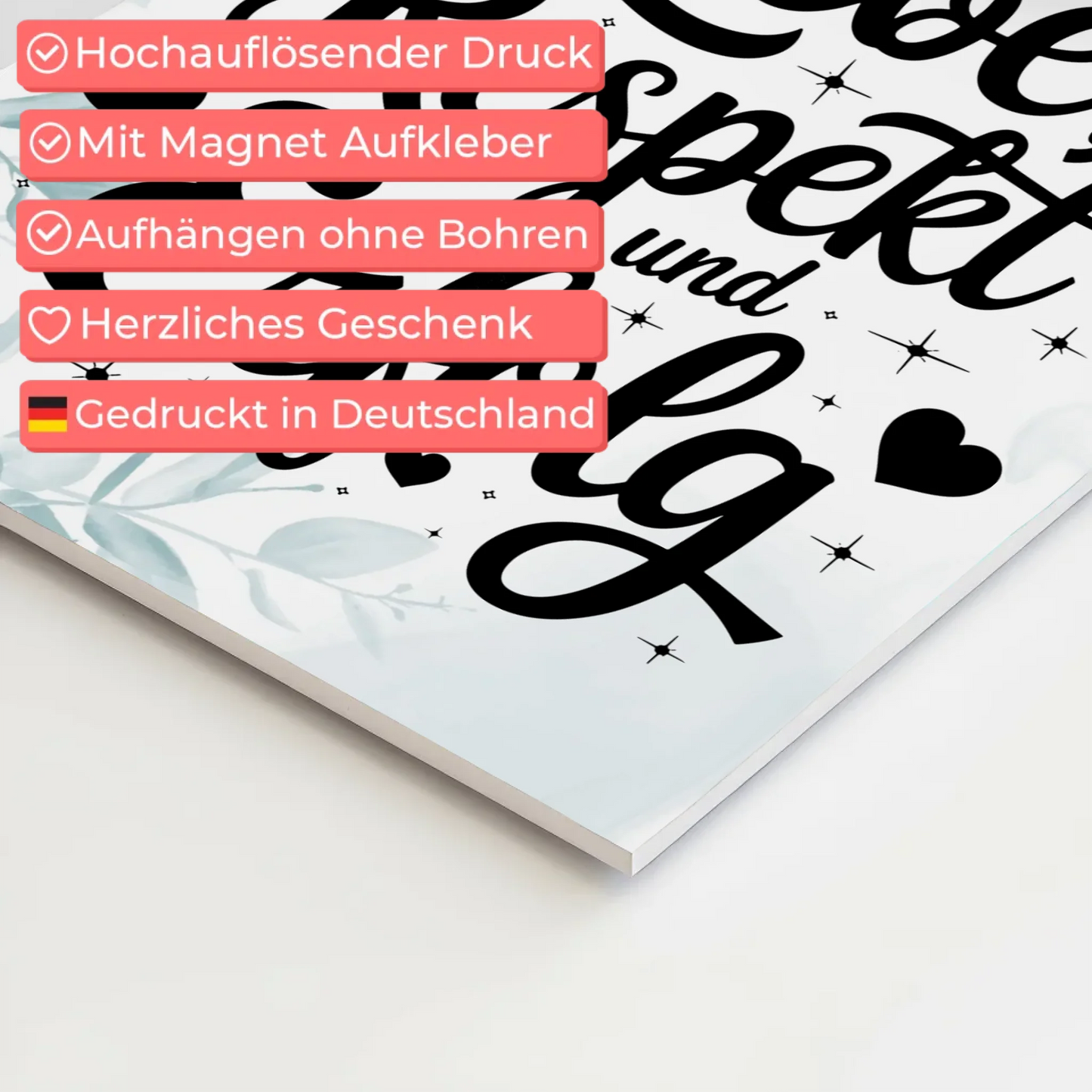 Magnetisches Sprüche Poster Affirmation Liebe Respekt Erfolg