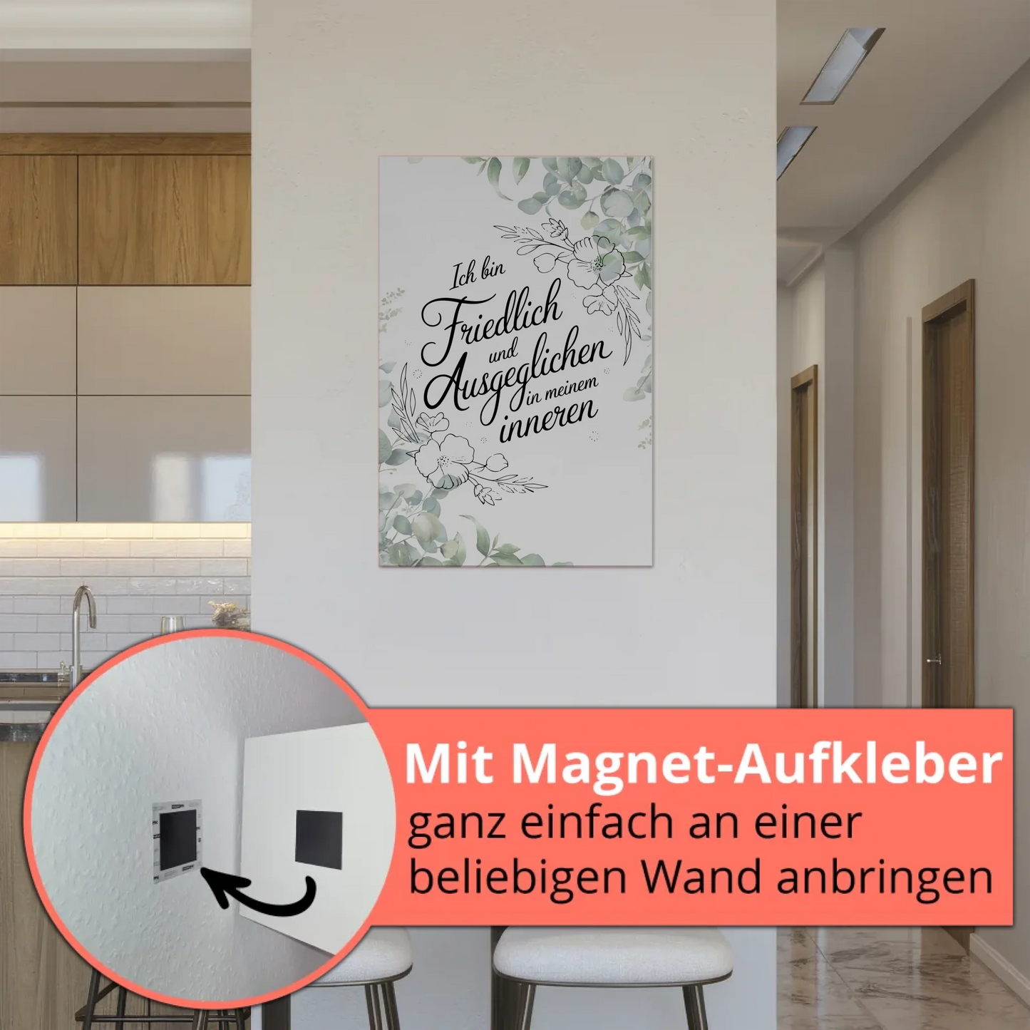 Affirmation Magnet Poster - Positiv: Ich bin friedlich