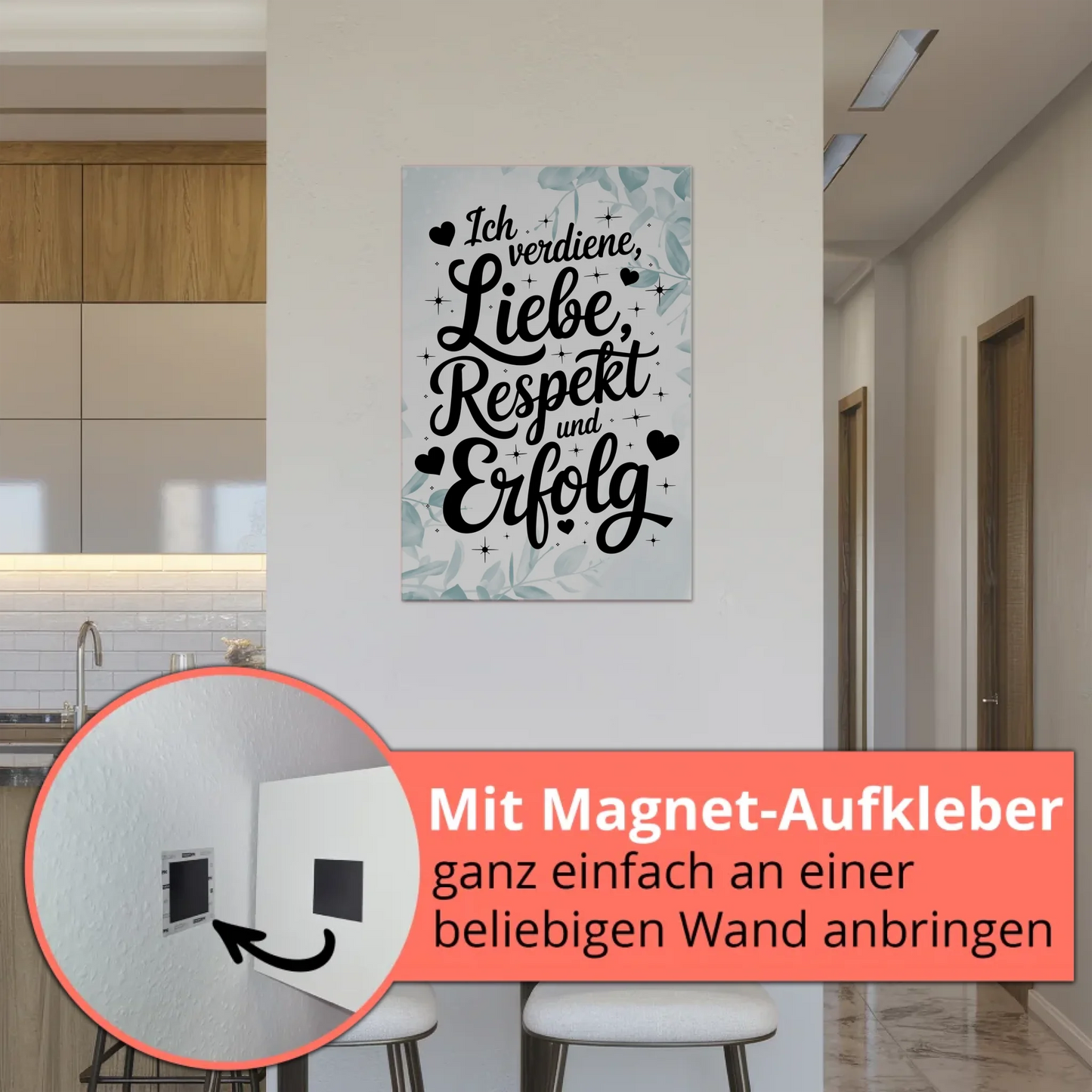 Magnetisches Sprüche Poster Affirmation Liebe Respekt Erfolg