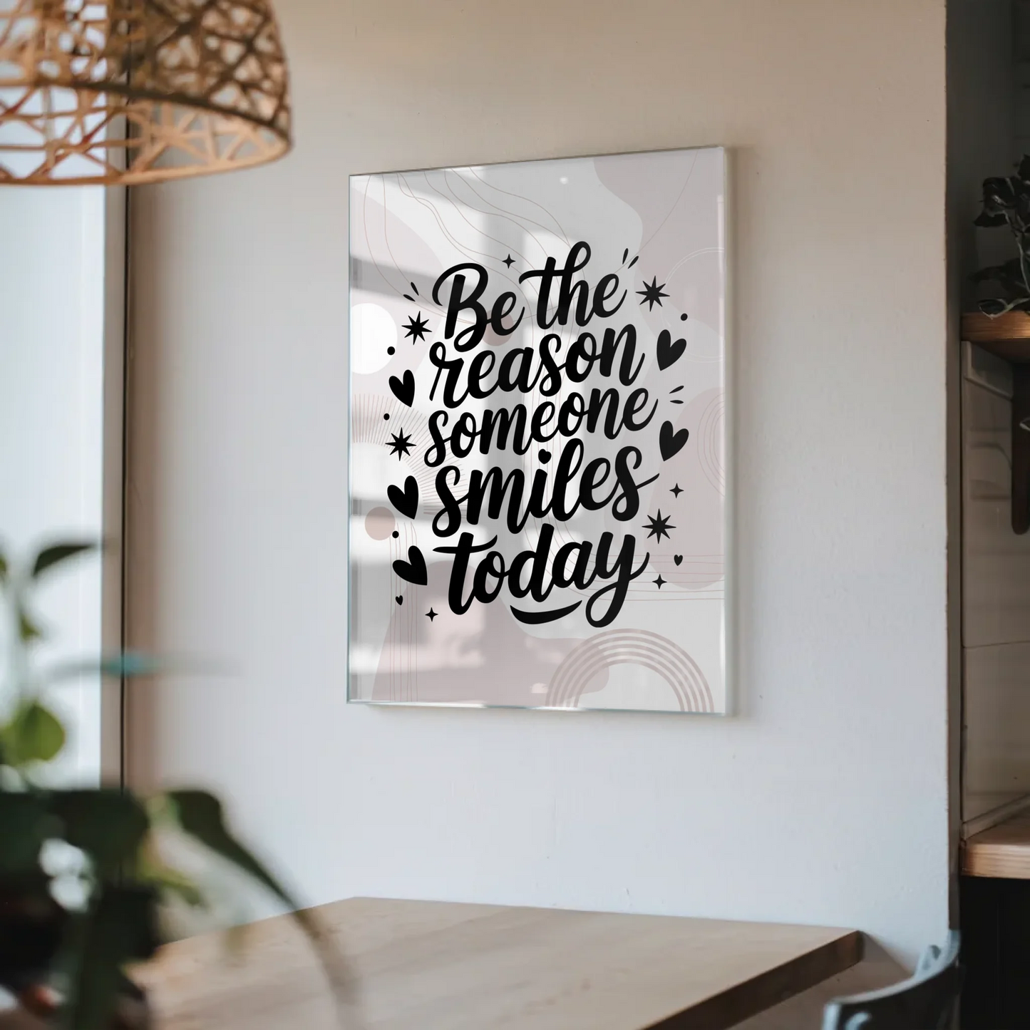 Bild Acrylglas Be the Reason Someone Smiles Today Spruch Wandbild
