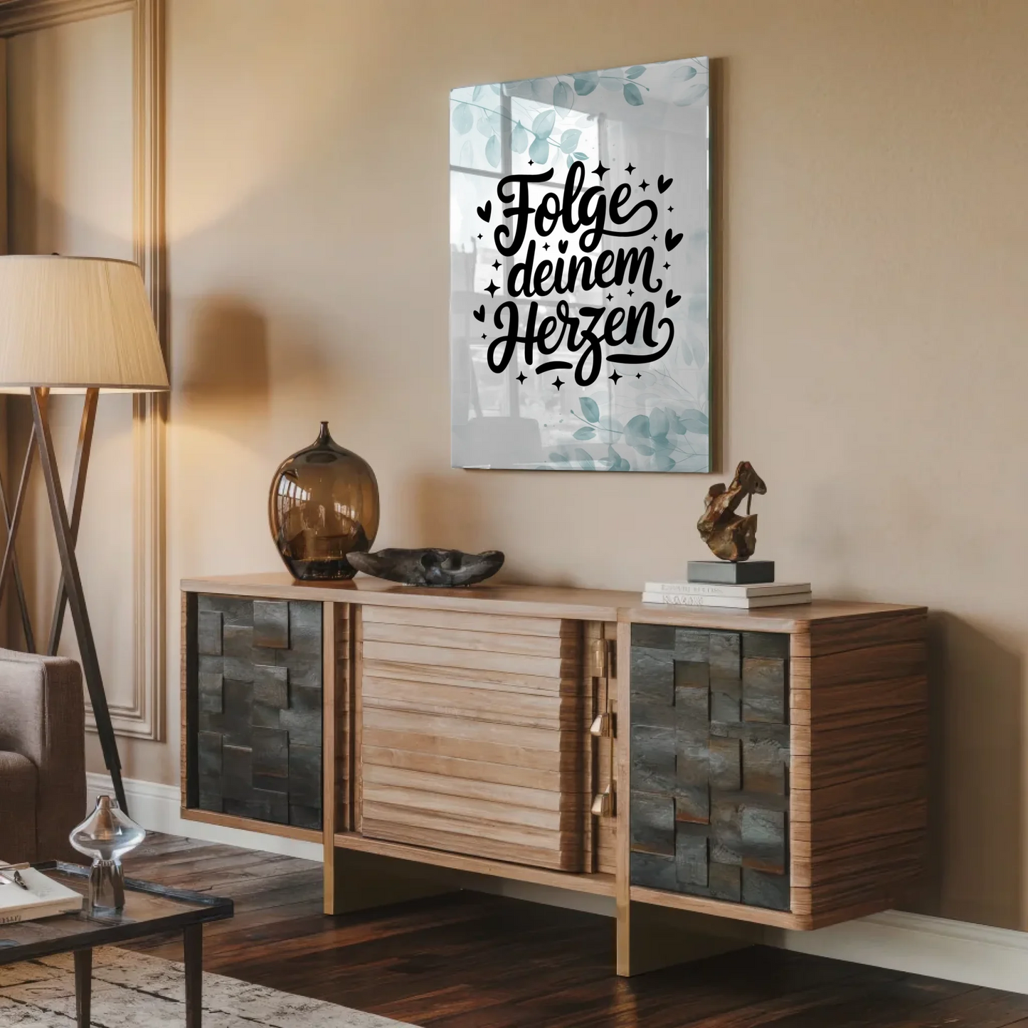 Acrylglas Bild Folge deinem Herzen personalisiert