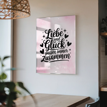 Wandbild Acrylglas Liebe und Glück passen immer zusammen