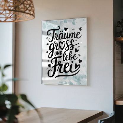 Acrylglas Mit Foto - Träume Groß Und Lebe Frei Poster