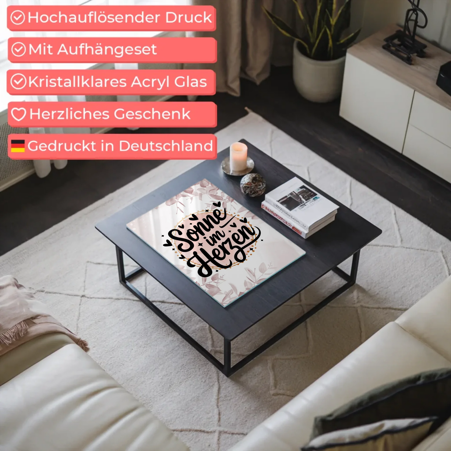 Foto Acrylglas Sonne im Herzen Personalisiertes Geschenk