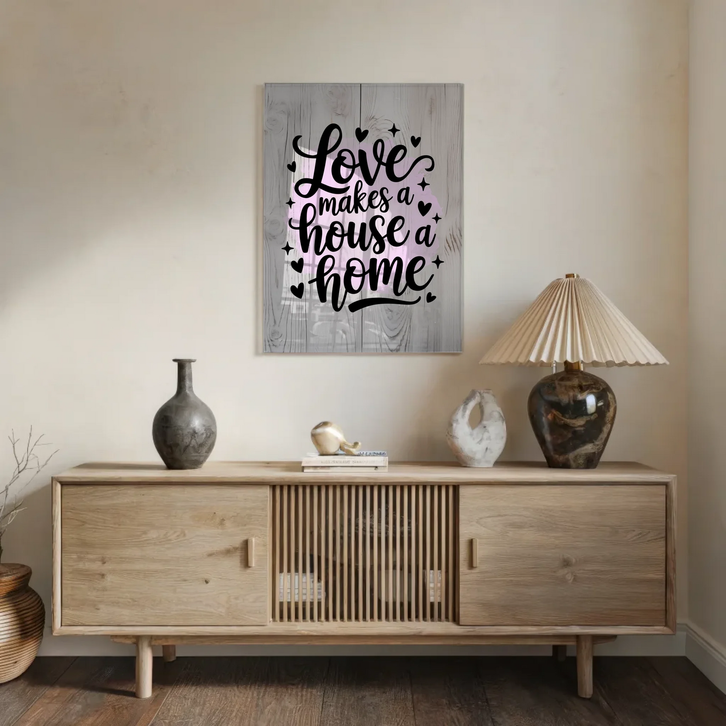 Acrylglas Wandbild Love Makes a House a Home Geschenk