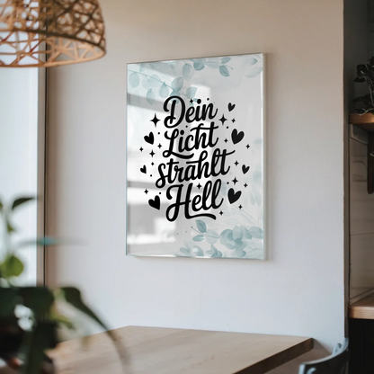 Bild Mit Acrylglas Dein Licht strahlt hell Geschenk Spruch Wandbild