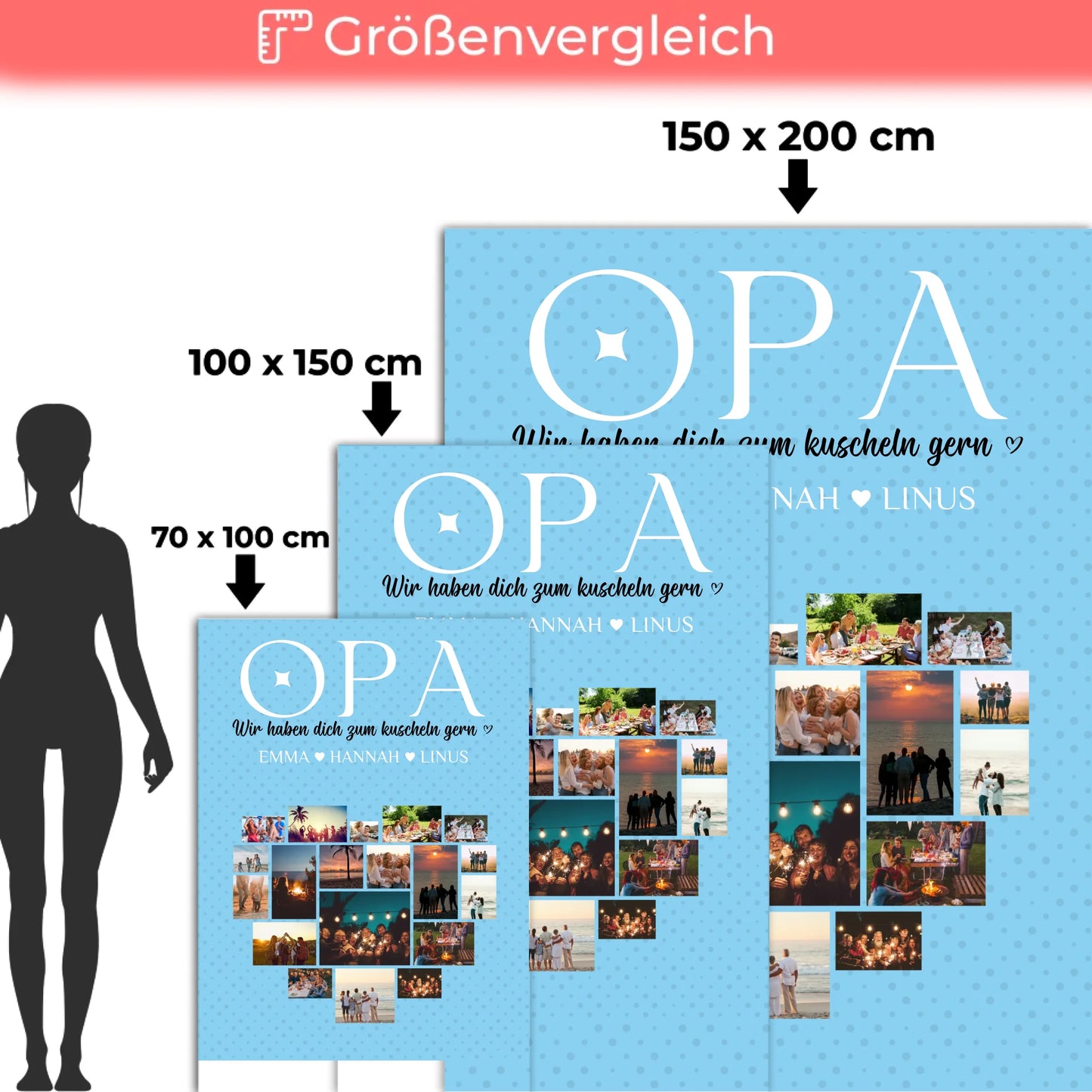 Foto Auf Decke Personalisiert Opa Fotocollage Zum Kuscheln Gern