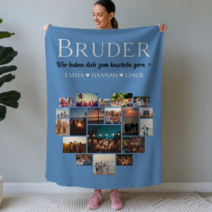 Fotodecke Fotocollage Bruder Zum kuscheln gern Geschenk
