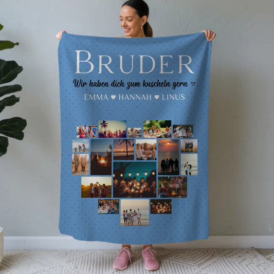 Fotodecke Fotocollage Bruder Zum kuscheln gern Geschenk