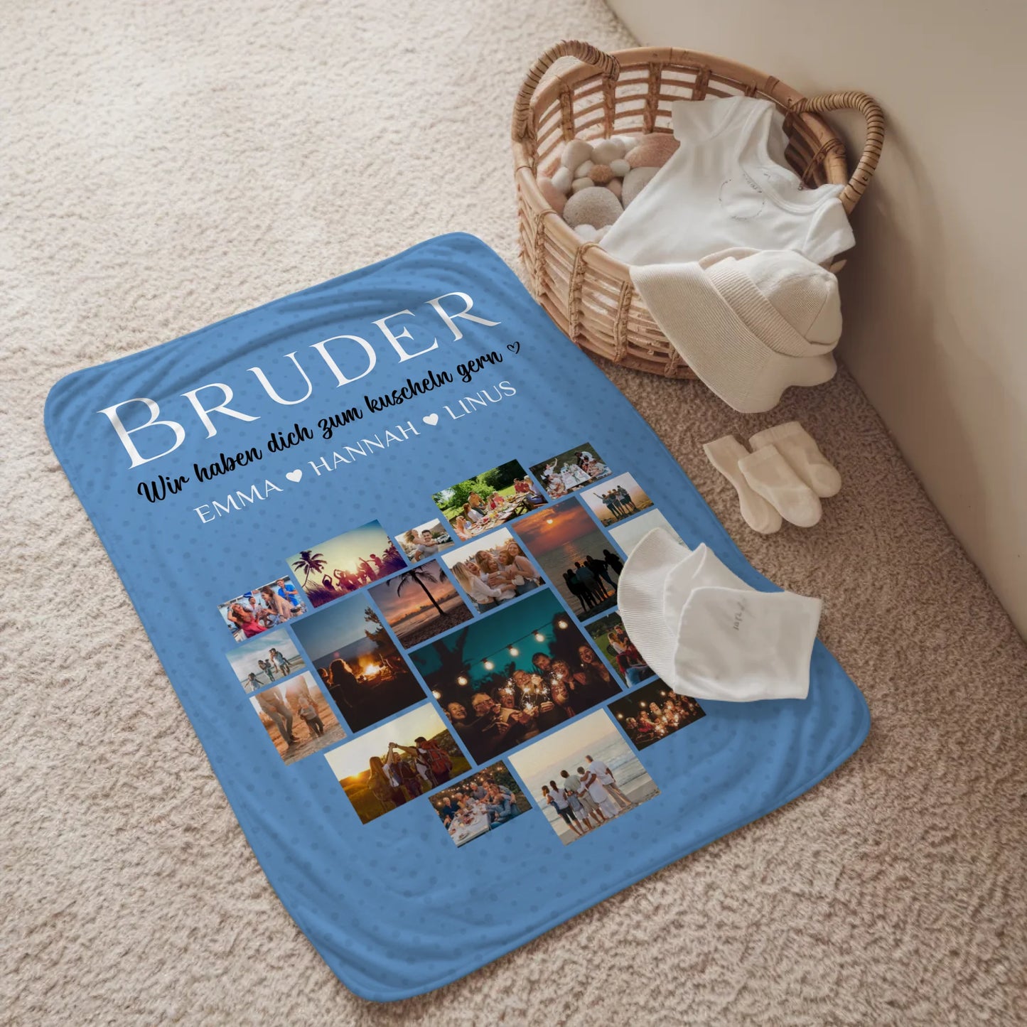 Fotodecke Fotocollage Bruder Zum kuscheln gern Geschenk