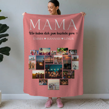 Personalisierte Kuscheldecke Mama Fotocollage Zum Kuscheln gern