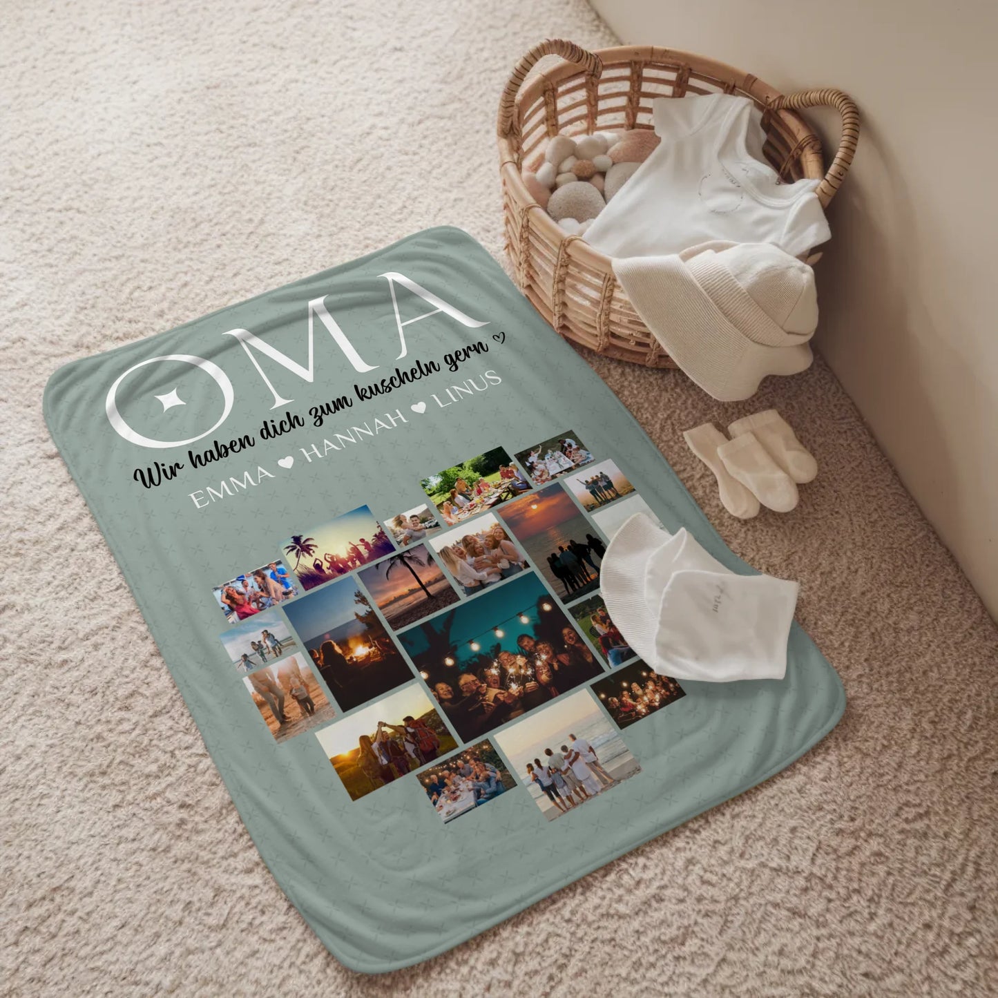 Personalisierte Decke Oma Fotocollage Zum kuscheln gern