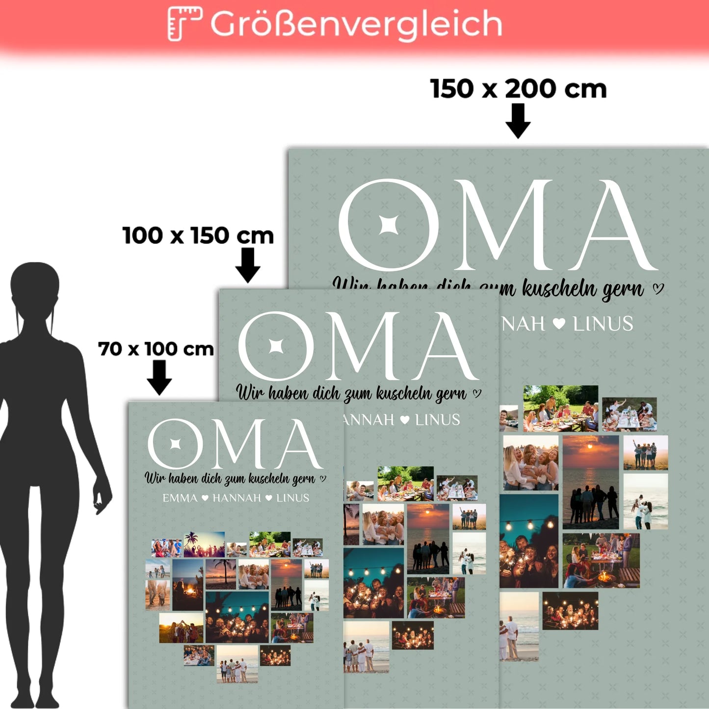 Personalisierte Decke Oma Fotocollage Zum kuscheln gern