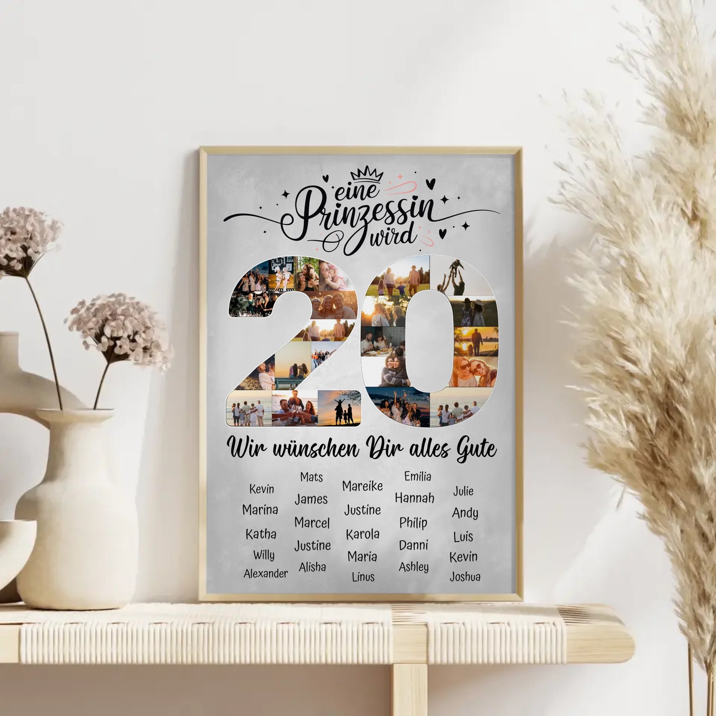 Personalisiertes Poster mit Wunschtext 20 Geburtstag Prinzessin