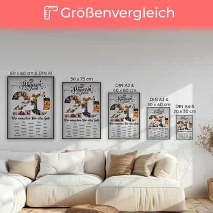 Personalisiertes Poster mit Wunschtext 20 Geburtstag Prinzessin