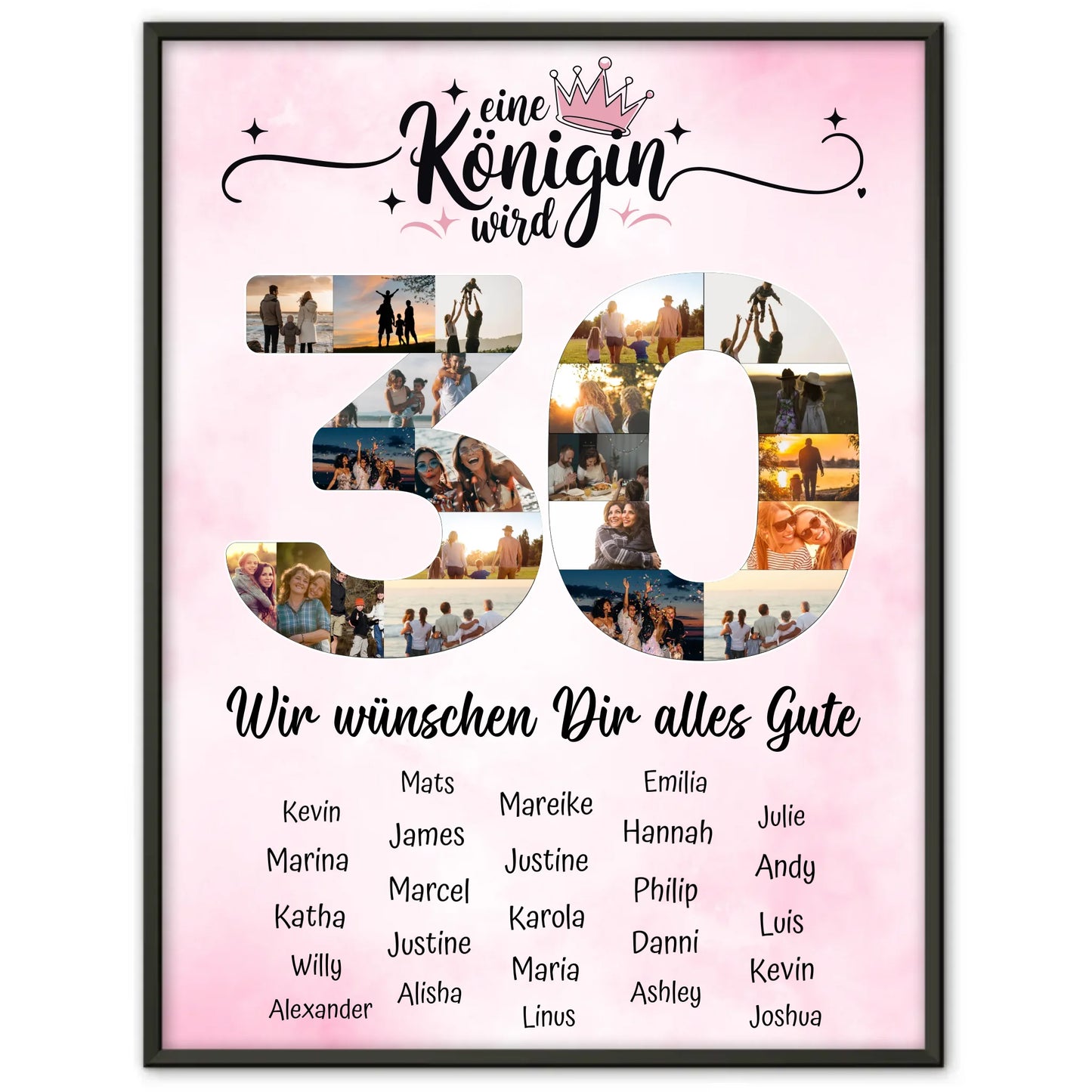 Personalisiertes Poster mit Unterschriften 30 Geburtstag Eine Königin wird
