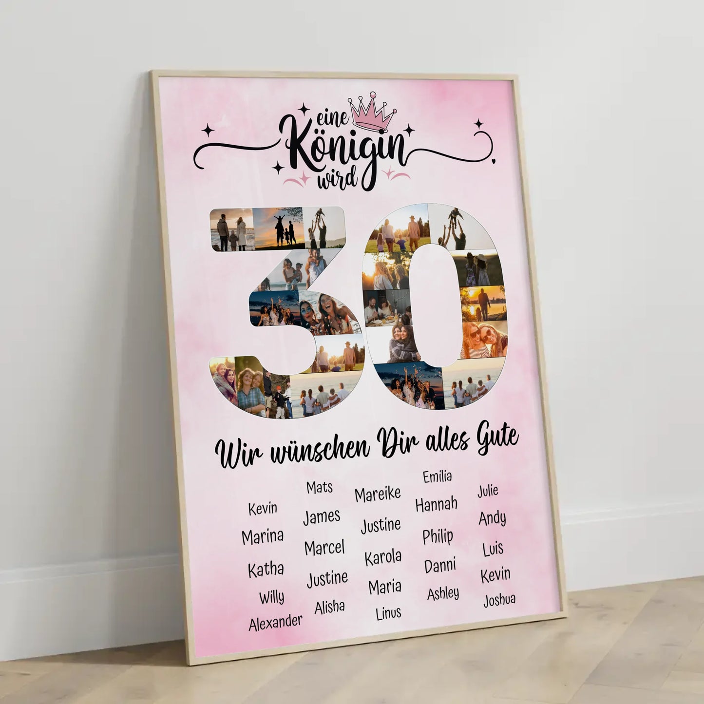 Personalisiertes Poster mit Unterschriften 30 Geburtstag Eine Königin wird