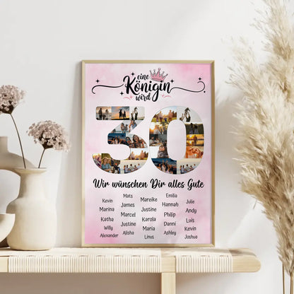 Personalisiertes Poster mit Unterschriften 30 Geburtstag Eine Königin wird