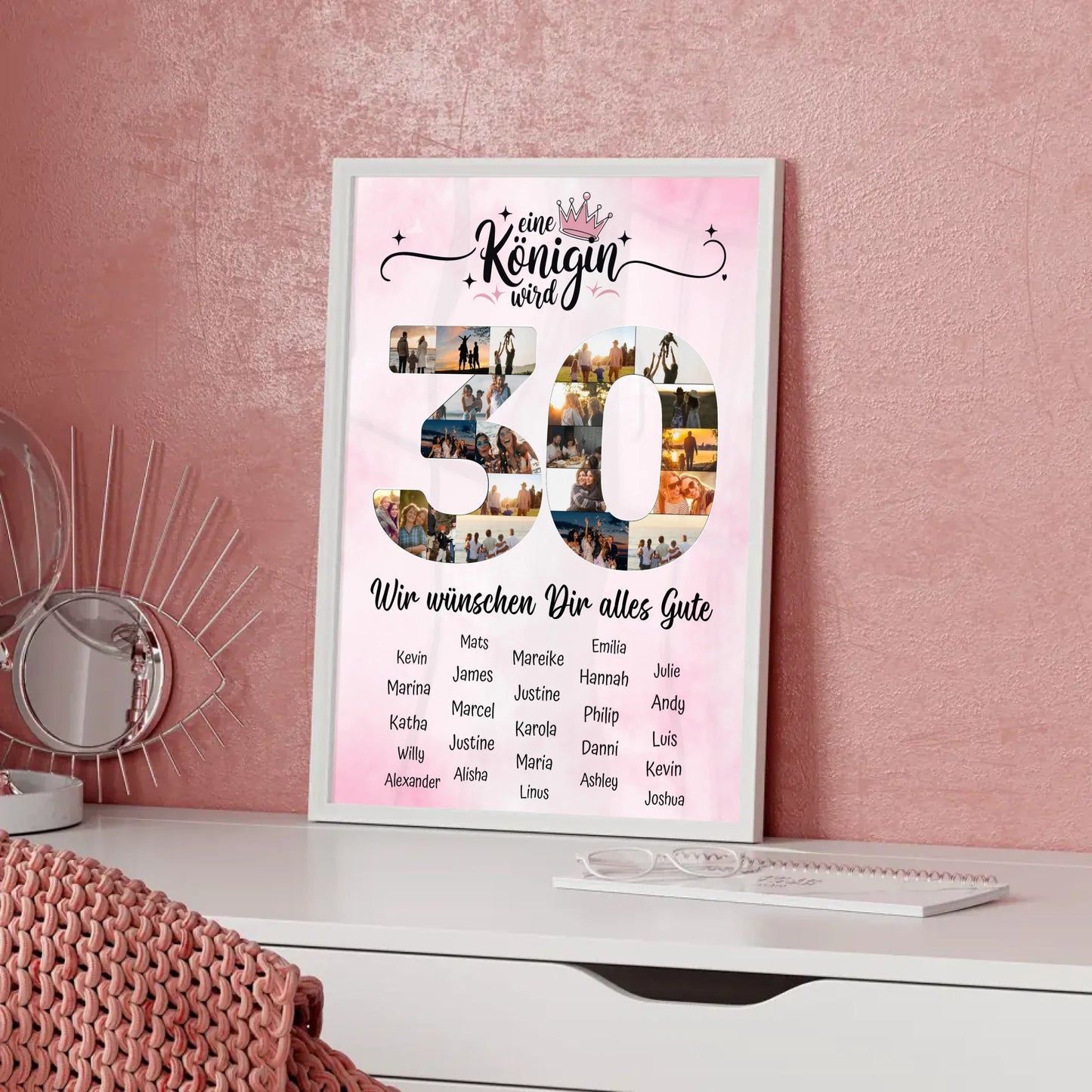 Personalisiertes Poster mit Unterschriften 30 Geburtstag Eine Königin wird