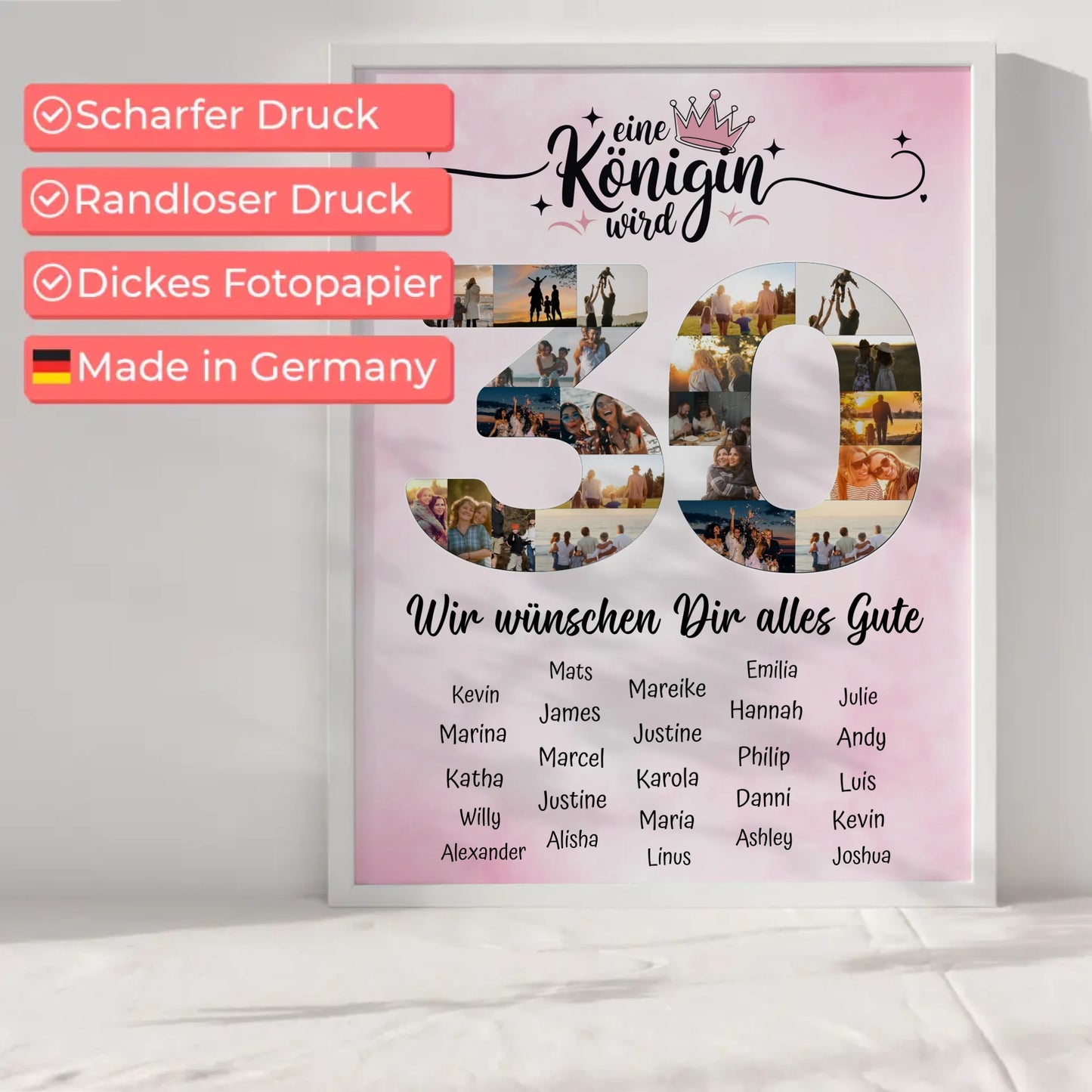 Personalisiertes Poster mit Unterschriften 30 Geburtstag Eine Königin wird