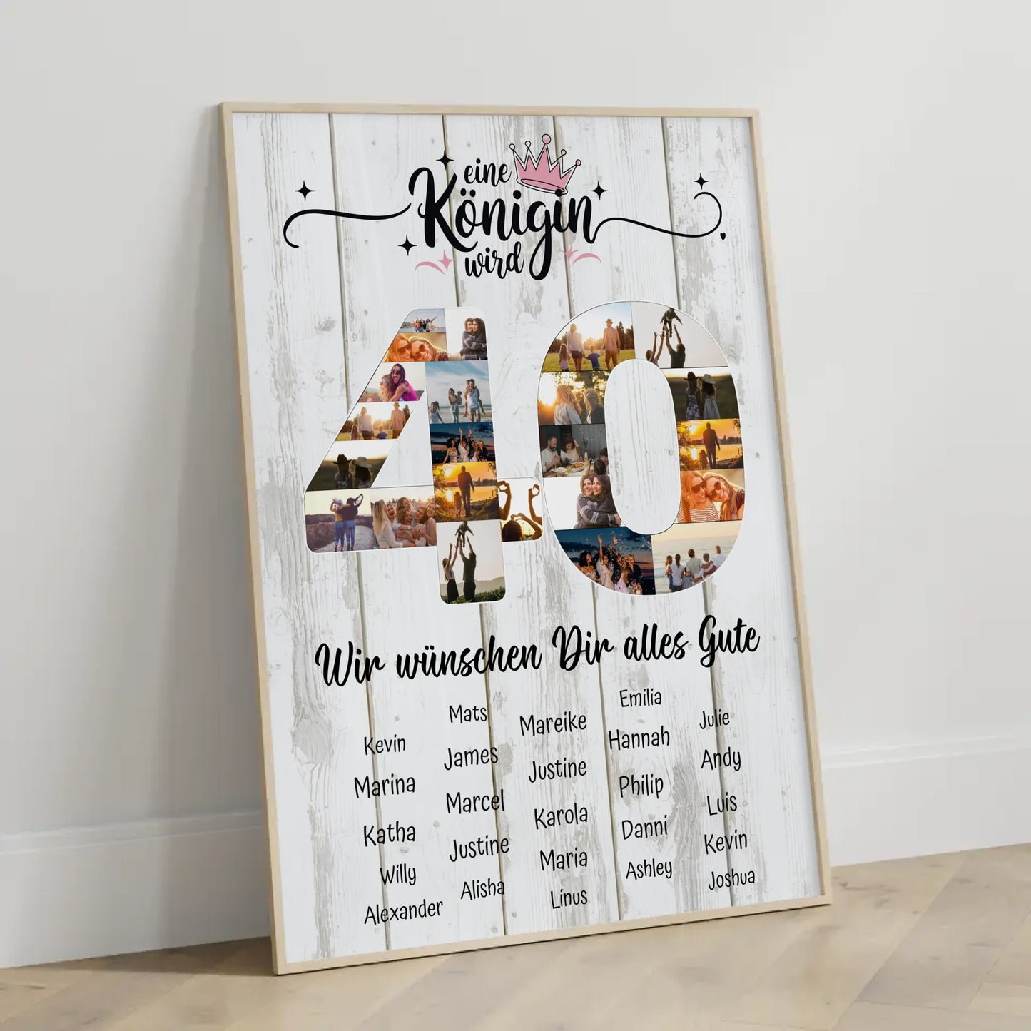 Personalisiertes Poster mit Wunschtext 40 Geburtstag Eine Königin wird